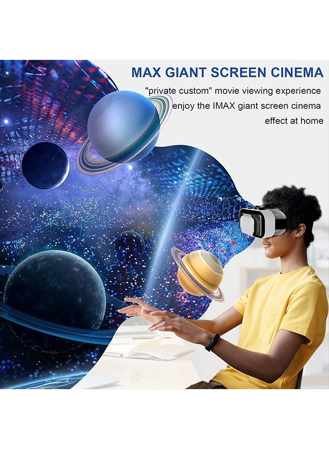 VR SHINECON Adjustable 3D VR Virtual Reality Glasses with Controller, VR Headset Compatible with 4.7 to 6.5 Inch ios and Android Phone, Anti Blue Light Headset for Games and Movies, Lightweight Design, White - Image 3