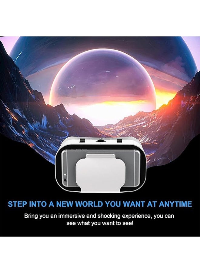 VR SHINECON Adjustable 3D VR Virtual Reality Glasses with Controller, VR Headset Compatible with 4.7 to 6.5 Inch ios and Android Phone, Anti Blue Light Headset for Games and Movies, Lightweight Design, White - Image 2