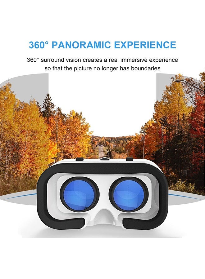 VR SHINECON Adjustable 3D VR Virtual Reality Glasses with Controller, VR Headset Compatible with 4.7 to 6.5 Inch ios and Android Phone, Anti Blue Light Headset for Games and Movies, Lightweight Design, White - Image 4