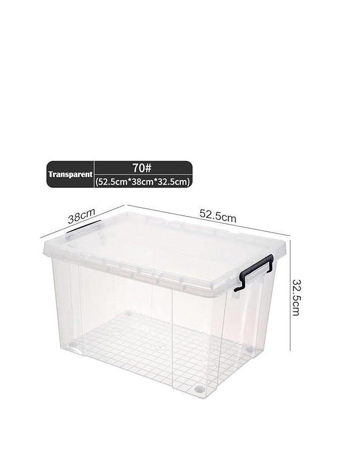 Clear Plastic Storage Box, Storage Bins Organizer with Lids, Large Capacity Stackable Transparent Storage Container, Storing Clothes, Shoes, Toys, Books, DVDs, CDs (Transparent, 70#) - Image 2