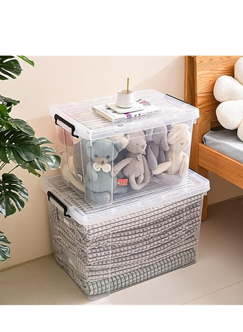 Clear Plastic Storage Box, Storage Bins Organizer with Lids, Large Capacity Stackable Transparent Storage Container, Storing Clothes, Shoes, Toys, Books, DVDs, CDs (Transparent, 70#) - Image 3