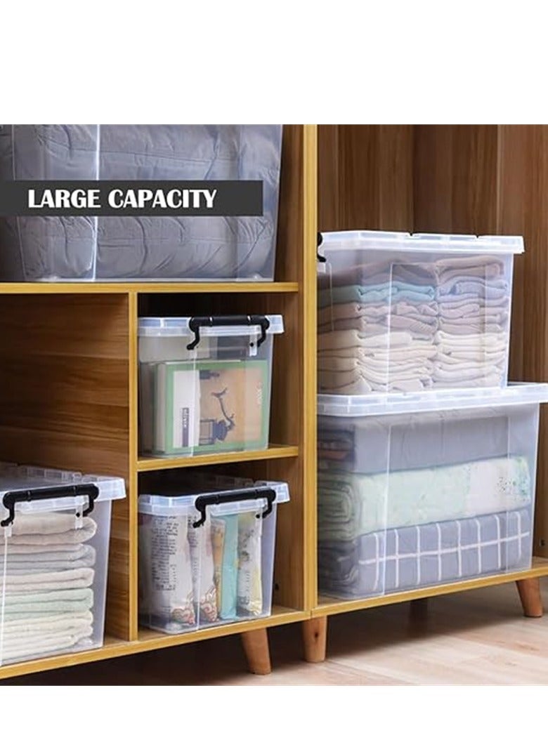 Clear Plastic Storage Box, Storage Bins Organizer with Lids, Large Capacity Stackable Transparent Storage Container, Storing Clothes, Shoes, Toys, Books, DVDs, CDs (Transparent, 70#) - Image 4
