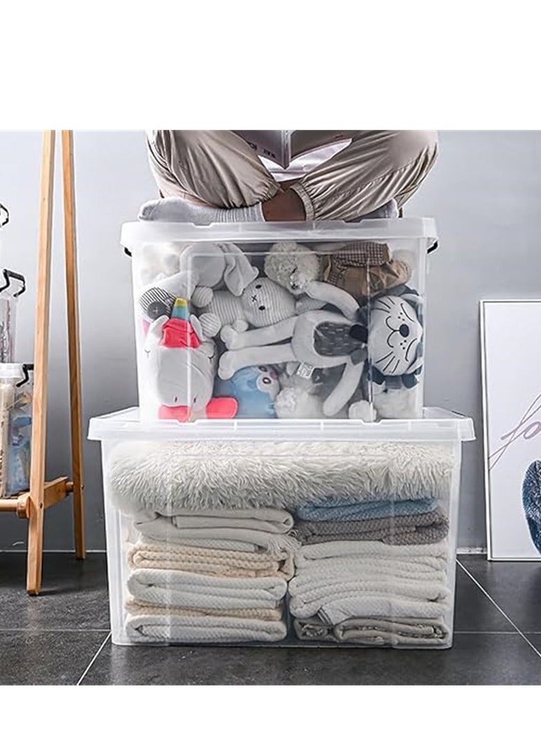 Clear Plastic Storage Box, Storage Bins Organizer with Lids, Large Capacity Stackable Transparent Storage Container, Storing Clothes, Shoes, Toys, Books, DVDs, CDs (Transparent, 70#) - Image 5