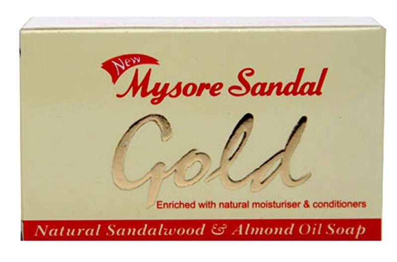 Mysore Sandal Gold Soap 125 Grams Per Unit Pack of 4  Purest Sandalwood Soap  Grade 1 Soap  TFM 80  Suitable for ALL Skin Type  Zero Dryness  Natural Sandalwood  Almond Oil Soap
