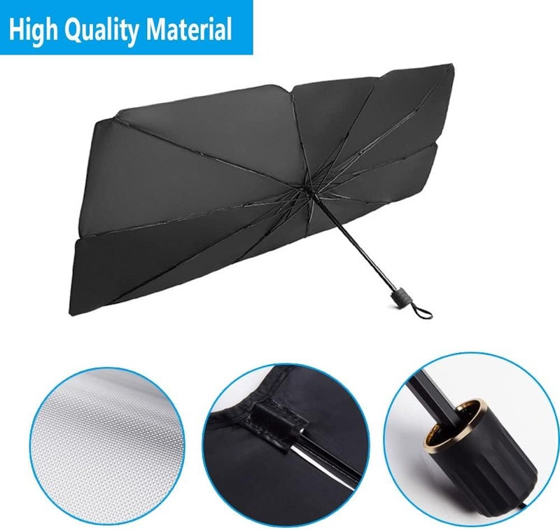 sulfar car sun shade umbrella for windshield,foldable sunshades umbrella for car front windshield Blocks UV Rays heat，Sun Visor Protector Keep Vehicle Cool and Protects Auto Interior (125 * 65cm) - Image 2