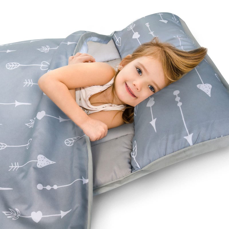 Biloban Nap Mat with Blanket for Regalo My Cot/Joovy Travel Cot, Super Soft & Skin Friendly, Perfect Kids Sleeping Mats/Sleeping Bag for Preschool Daycare Boys and Girls, Grey - Image 2