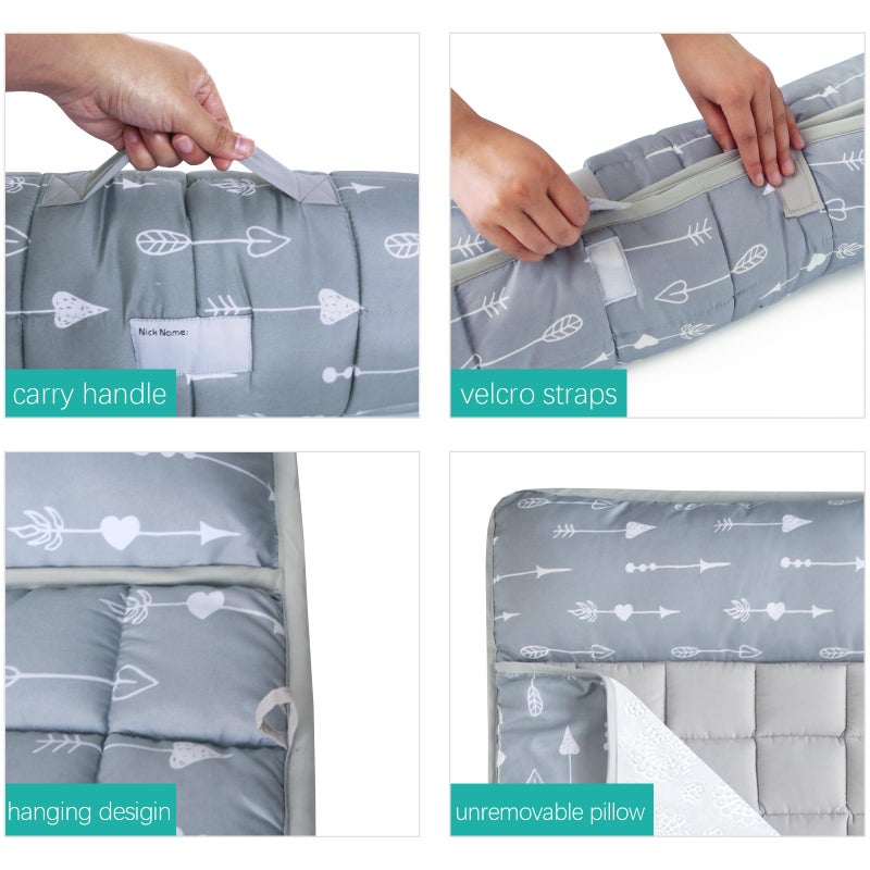 Biloban Nap Mat with Blanket for Regalo My Cot/Joovy Travel Cot, Super Soft & Skin Friendly, Perfect Kids Sleeping Mats/Sleeping Bag for Preschool Daycare Boys and Girls, Grey - Image 4