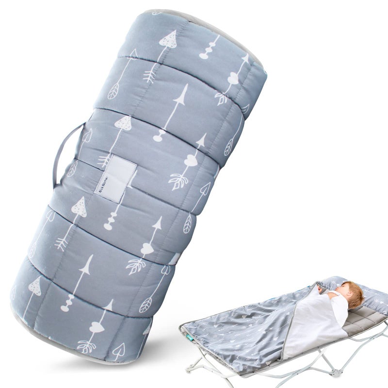 Biloban Nap Mat with Blanket for Regalo My Cot/Joovy Travel Cot, Super Soft & Skin Friendly, Perfect Kids Sleeping Mats/Sleeping Bag for Preschool Daycare Boys and Girls, Grey - Image 1
