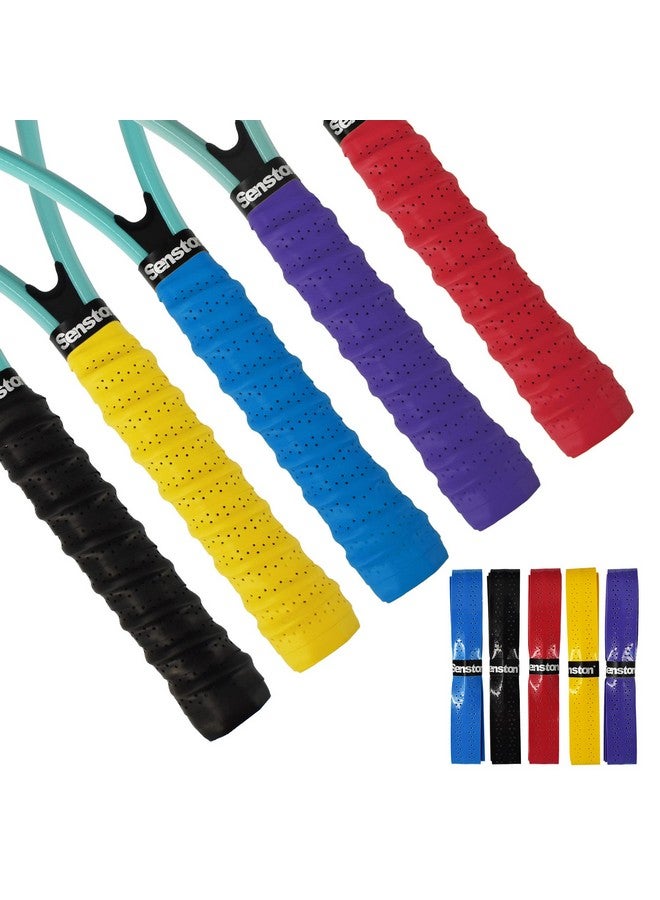 Senston Tennis Racket Grip Anti Slip Perforated Super Absorbent Badminton Racquet Overgrip Tape, Multicolour 5 Pack - Image 1