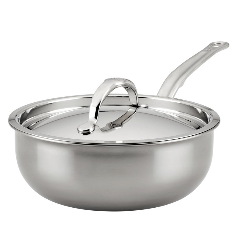 Hestan NanoBond Collection Titanium Stainless Steel Saucier Pan with Lid Induction Cooktop Compatible 2Quart