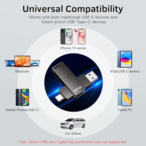iDiskk USB C Flash Drive 1TB Speed up to 1000MB/s Memory Stick, Type C+USB A 3.2 Gen2 Portable External Solid State SSD Thumb Drive for iPhone 15 USB C iPad, MacBook,Laptops,Android Phone and PC - Image 3