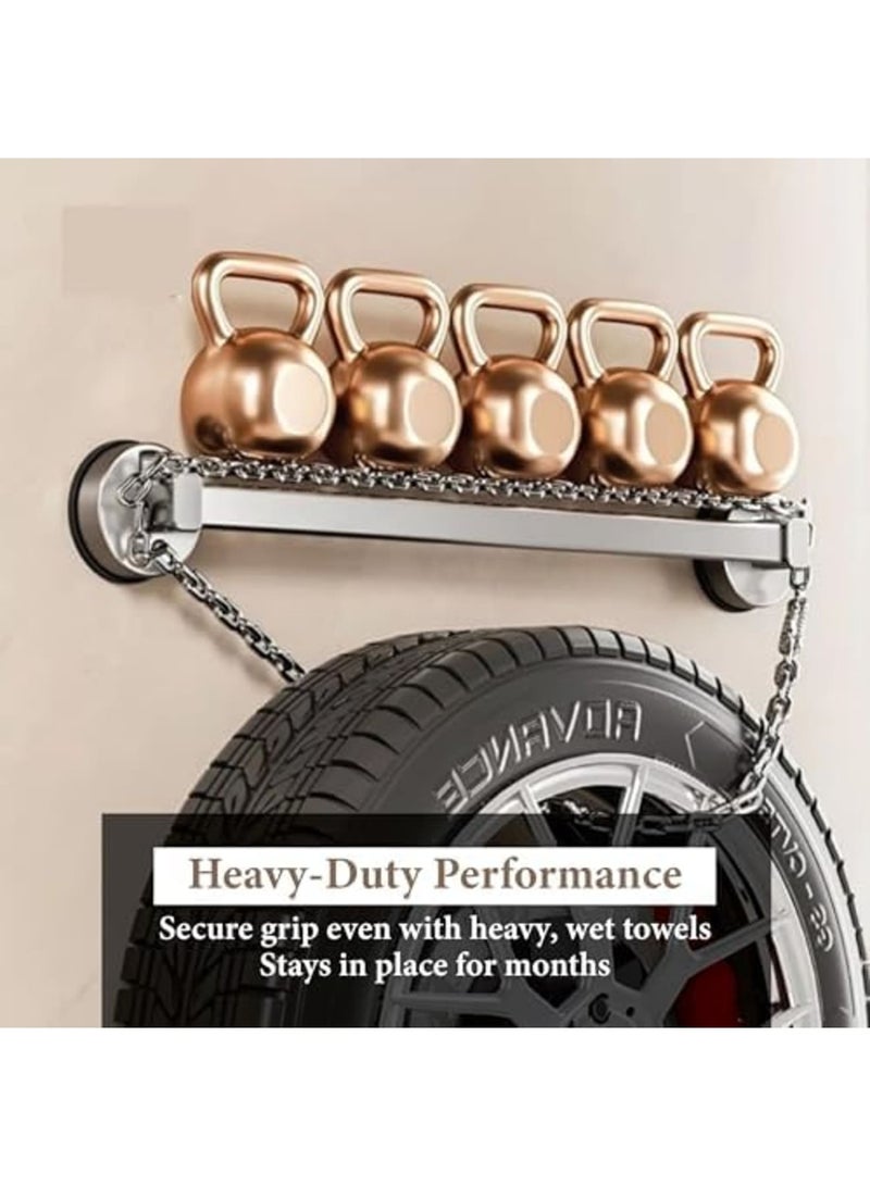 SYOSI Suction Cup Towel Bar (16in/40cm) – Waterproof, Rustproof, Adjustable Towel Rack for Bathroom & Kitchen – Easy No-Drill Installation, Reusable and Removable, Ideal for Glass, Mirror, Tile (Gray) - Image 5