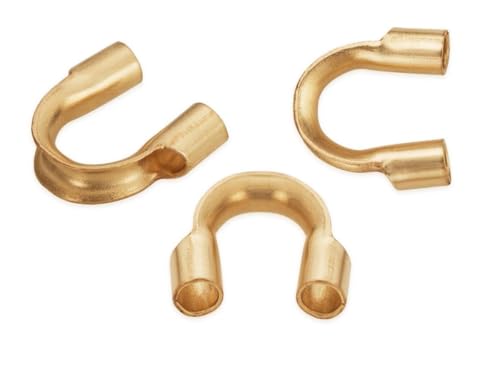 Adabele 20pcs Adabele Real Yellow Gold Plated Sterling Silver Wire Guard Thread Protector Loop Guardian Cable Thimble (Hole 0.6mm) for DIY Craft Jewelry Making SS13-1 - Image 1