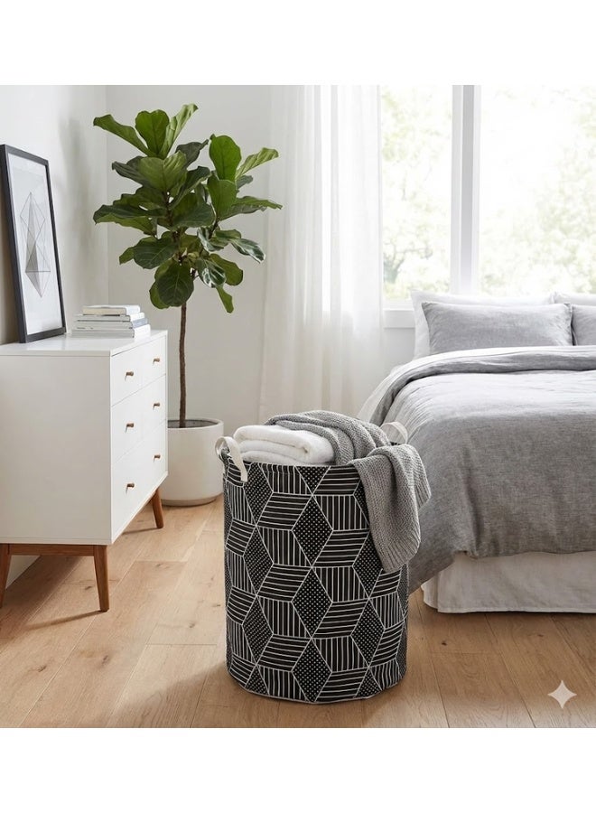 High-Capacity Fabric Laundry Basket for Easily Organizing Large Loads of Family Clothes and Linens