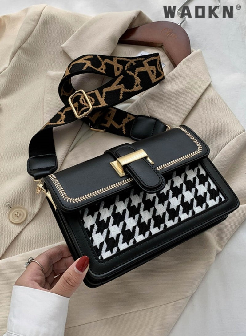 WAOKN Small Crossbody Bags for Women, Lady Leather Shoulder Bag, Women’s Handbag, Purses Fashion Leather Lightweight Handbags Shoulder Bag, Adjustable Strap,Korean version of women's bag high-grade texture versatile fashion shoulder small square bag broadband messenger bag - Image 1