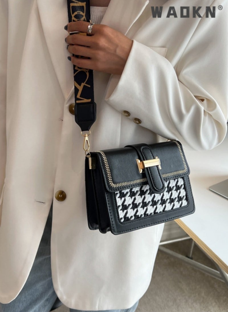 WAOKN Small Crossbody Bags for Women, Lady Leather Shoulder Bag, Women’s Handbag, Purses Fashion Leather Lightweight Handbags Shoulder Bag, Adjustable Strap,Korean version of women's bag high-grade texture versatile fashion shoulder small square bag broadband messenger bag - Image 4