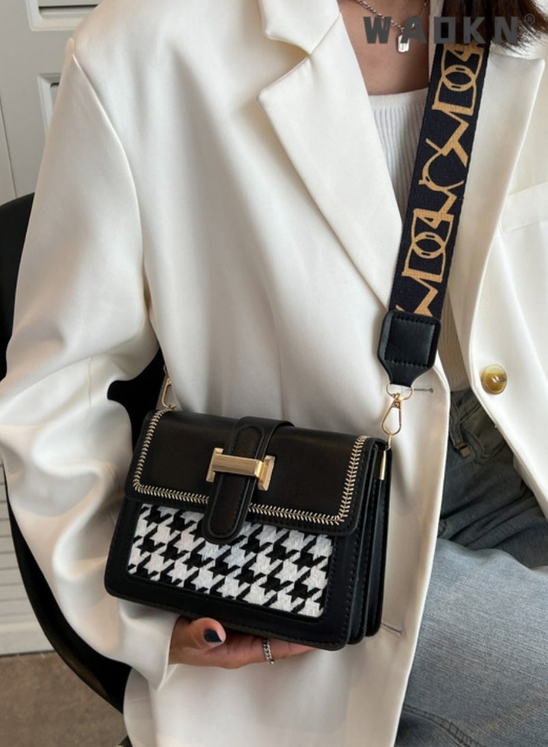 WAOKN Small Crossbody Bags for Women, Lady Leather Shoulder Bag, Women’s Handbag, Purses Fashion Leather Lightweight Handbags Shoulder Bag, Adjustable Strap,Korean version of women's bag high-grade texture versatile fashion shoulder small square bag broadband messenger bag - Image 3