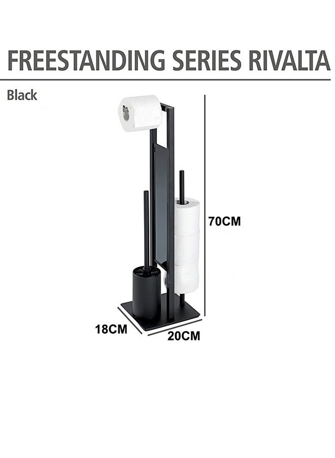 Toilet Paper Holder Free Standing - Large Capacity Toilet Paper Roll Holder for 4 Rolls, Rustproof Toilet Paper Stand with Non-Slip Stable Base, Black Toilet Paper Holder Stand for Bathroom - Image 2