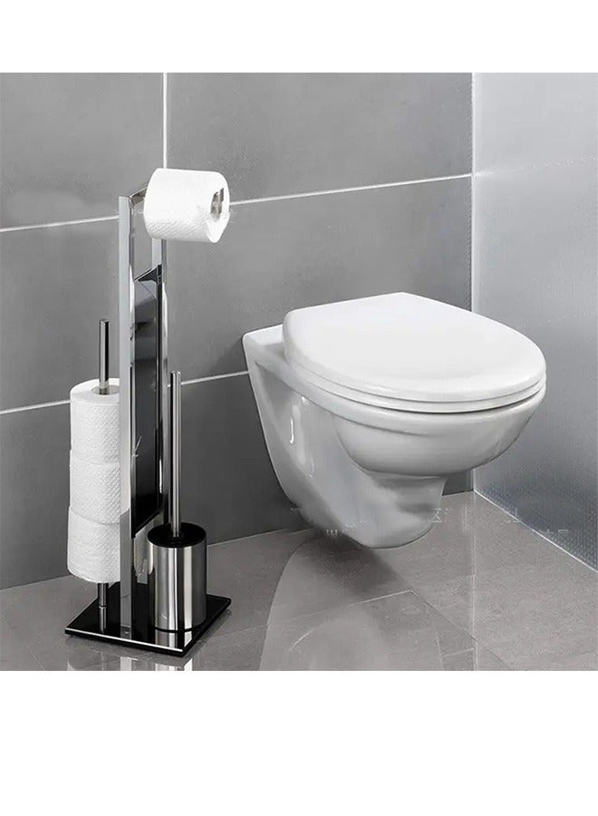Toilet Paper Holder Free Standing - Large Capacity Toilet Paper Roll Holder for 4 Rolls, Rustproof Toilet Paper Stand with Non-Slip Stable Base, Black Toilet Paper Holder Stand for Bathroom - Image 5