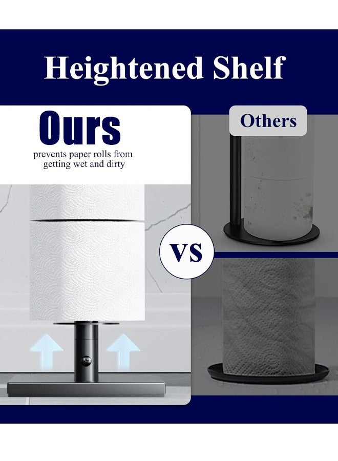 Toilet Paper Holder Free Standing - Large Capacity Toilet Paper Roll Holder for 4 Rolls, Rustproof Toilet Paper Stand with Non-Slip Stable Base, Black Toilet Paper Holder Stand for Bathroom - Image 4