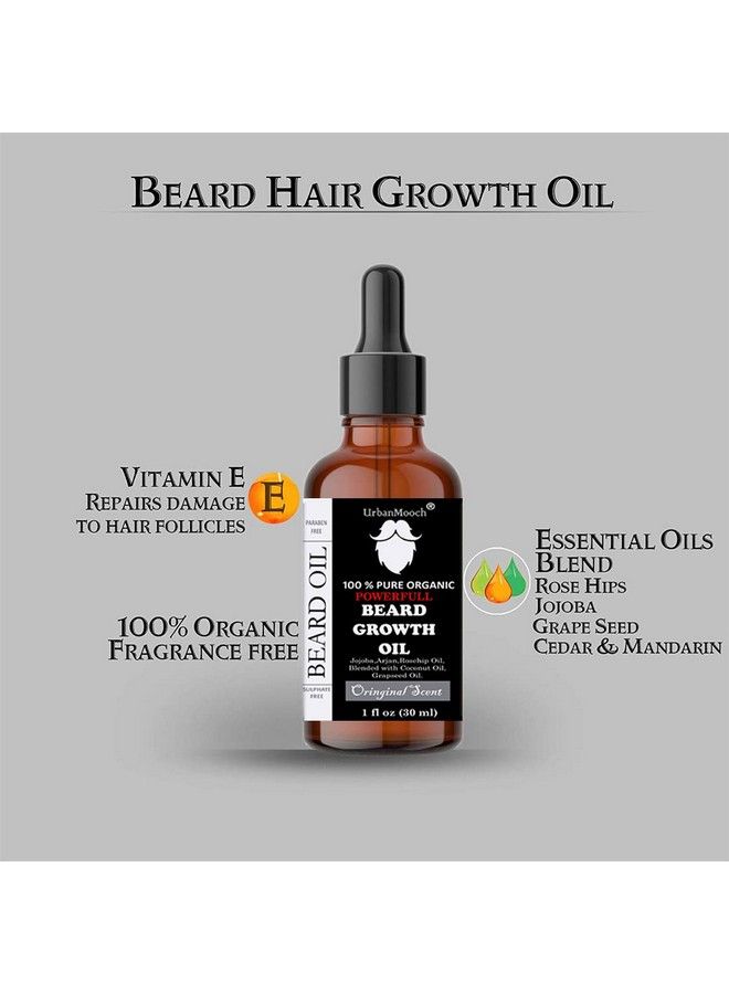 UrbanMooch 3 In 1 Powerful Beard Growth Oil For Men (30 Ml) And Pocket Beard Comb & Brush Combo Kit ; Grow And Style Your Beard ; Chemical Free Beard Care - Image 3