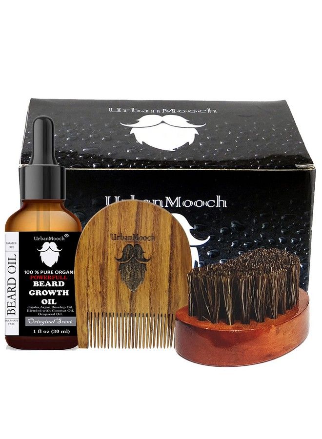 UrbanMooch 3 In 1 Powerful Beard Growth Oil For Men (30 Ml) And Pocket Beard Comb & Brush Combo Kit ; Grow And Style Your Beard ; Chemical Free Beard Care - Image 2