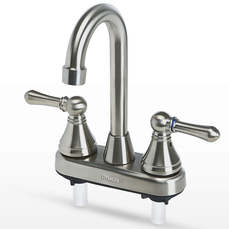 OYMOV RV Faucet Brushed Nickel  NonMetallic Bathroom Sink Faucets for RVs Fifth Wheels Motor Homes Travel Trailers Campers Boats