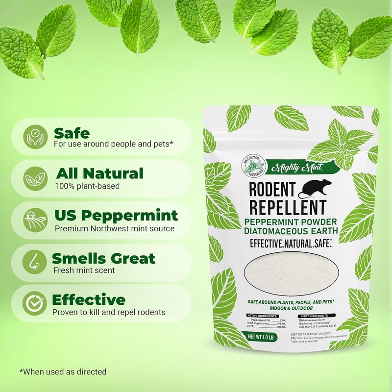 Mighty Mint Rodent Repellent, Diatomaceous Earth Peppermint Pest Powder, 1 lb - Image 2