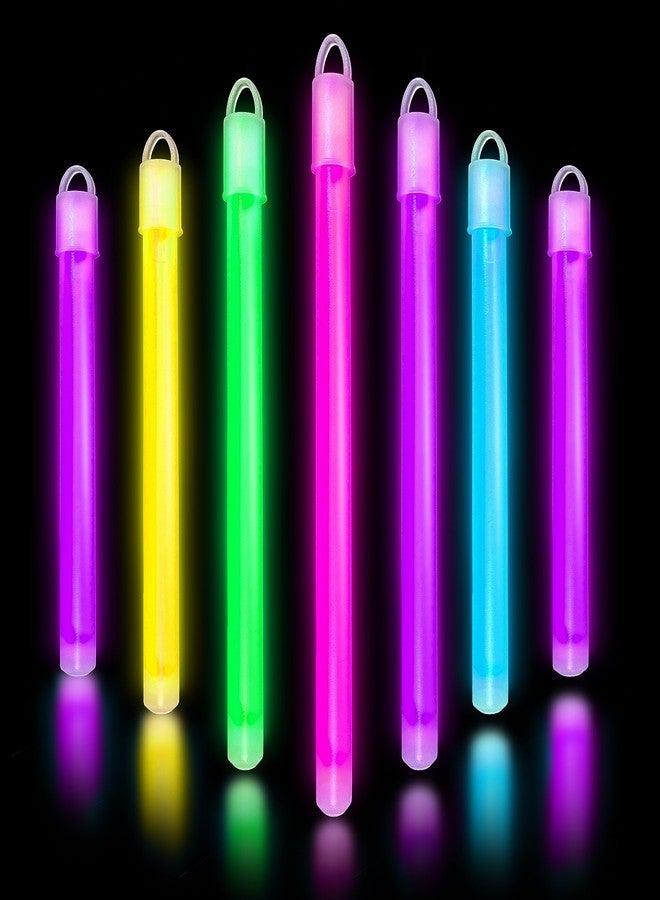 Glow Fever Glow in The Dark Sticks - 100 ct 6" Glow Sticks Bulk Party Pack with End Caps & Lanyards - Glow Party Favors for Concert, Festival, & Wedding Neon Light Sticks by Party Dragon, Multi - Image 1
