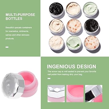 Healeved 4pcs Plastic Square Nail Polish Bottles Cream Nail Polish Jars As Shown - Image 3