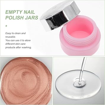 Healeved 4pcs Plastic Square Nail Polish Bottles Cream Nail Polish Jars As Shown - Image 4