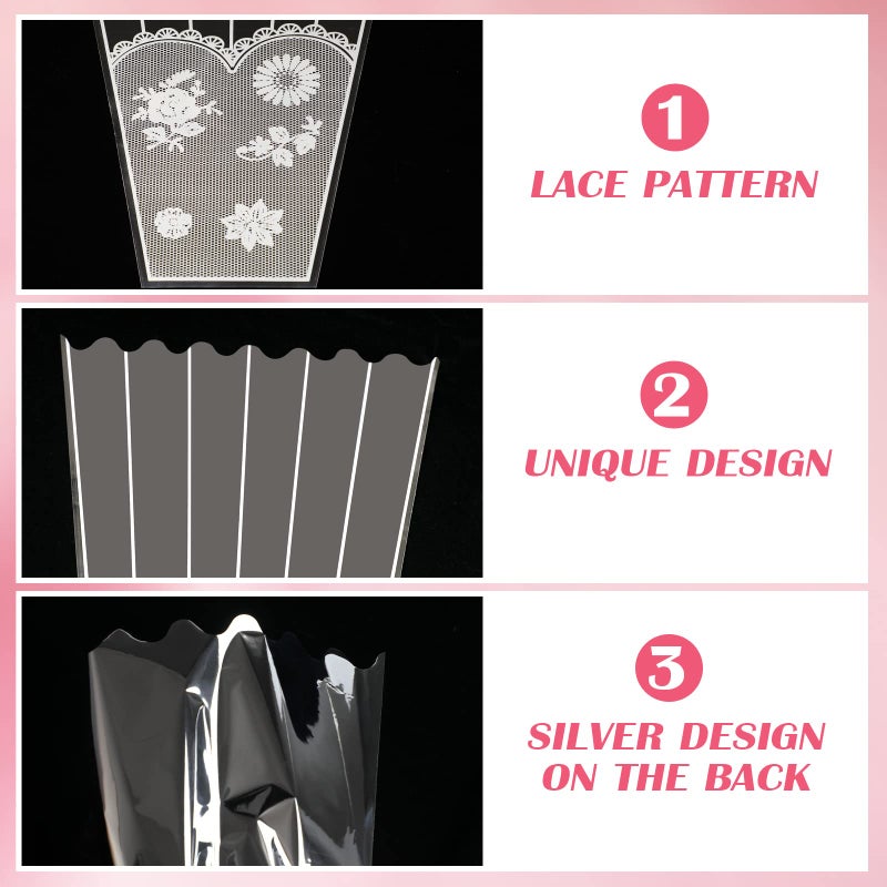 FOIMAS 100pcs Flower Bouquet Bag Plastic Wrapping Bags Clear Floral Bouquet Sleeve Cellophane Sleeves Flower Bouquet Packaging Bags for Flower Craft Birhtday Wedding Valentine's Day Mother's Day - Image 3