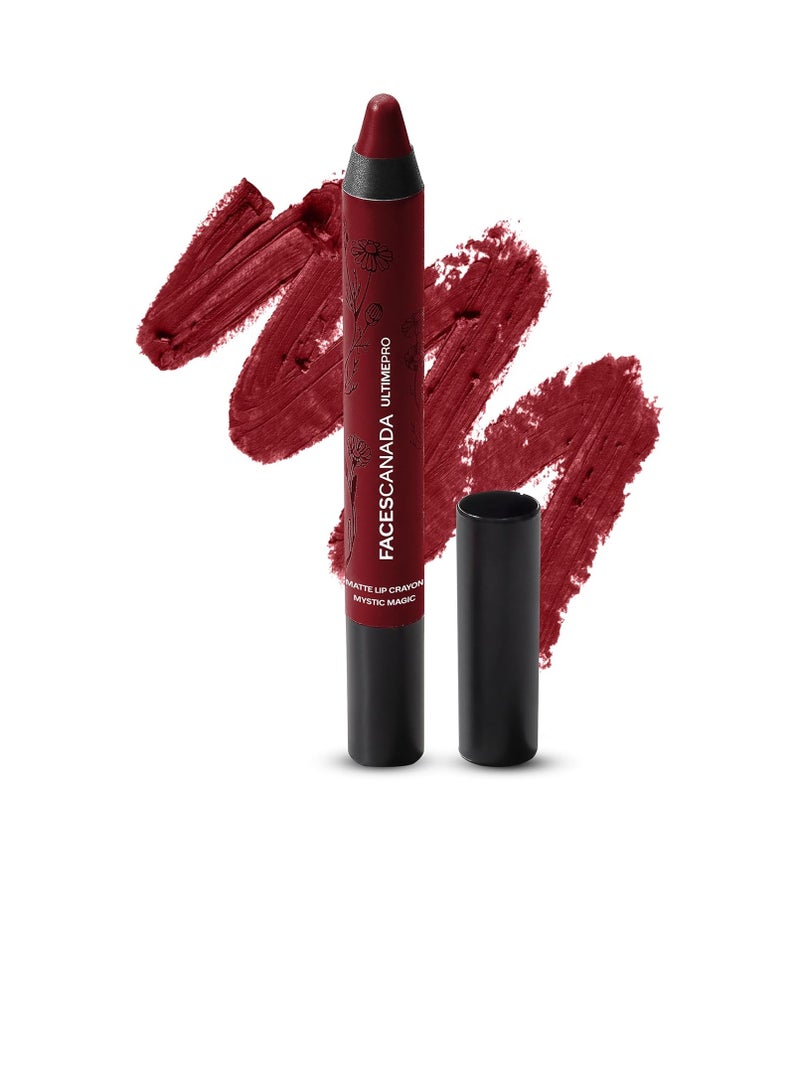 Faces Canada Matte Lip Crayon - Make Me Mine Mystic Magic  Maroon 2.8G   8Hr Long Stay   Smooth Creamy Matte Texture | Intense Color In 1 Stroke  Hydrates With Chamomile and Cocoa Butter - Image 1