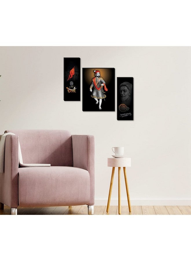 Masstone Chatrapati Shivaji Maharaj Wall Painting | Wall Painting With Frame Set of 3 (12 x 18 Inch) | Wall Painting for Living Room | Painting for Wall Decoration - Image 3