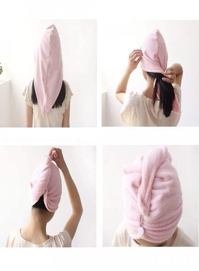 AJKN Hair Towel Wrap, Microfiber Hair Drying Towel with Buttons, Quick Dry Drying Hair Hat, Soft Absorbent Bath Hair Cap for Women and Girls Multicolor, [ Pack of-2 ] - Image 5