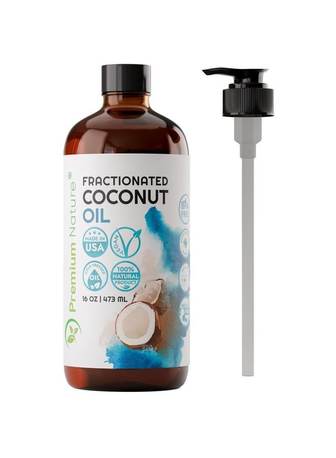 Premium Nature Fractionated Coconut Oil Massage Oils - Liquid MCT Natural & Pure Body Oil Carrier Massage Oil for Hair & Skin 16 Oz Clear Pump Included Packaging May Vary - Image 1