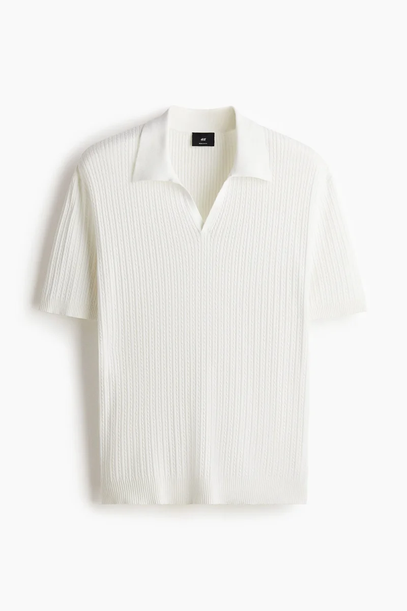 اتش اند ام تي-شيرت بولو محبوك بقصّة عادية