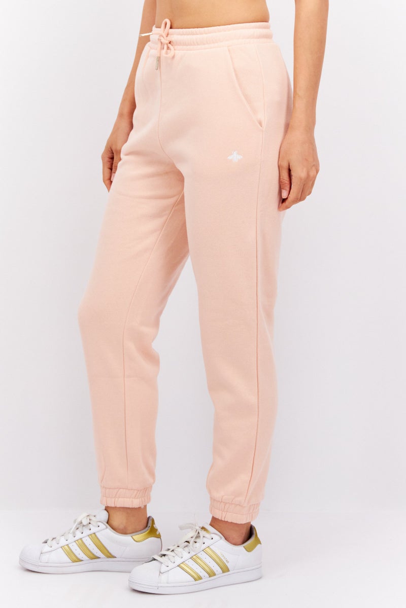 MODE Women Regular Fit Embroidered Sweatpants, Light Peach - Image 3