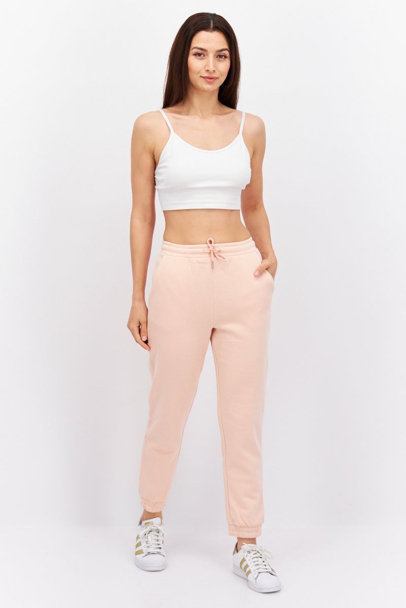 MODE Women Regular Fit Embroidered Sweatpants, Light Peach - Image 2