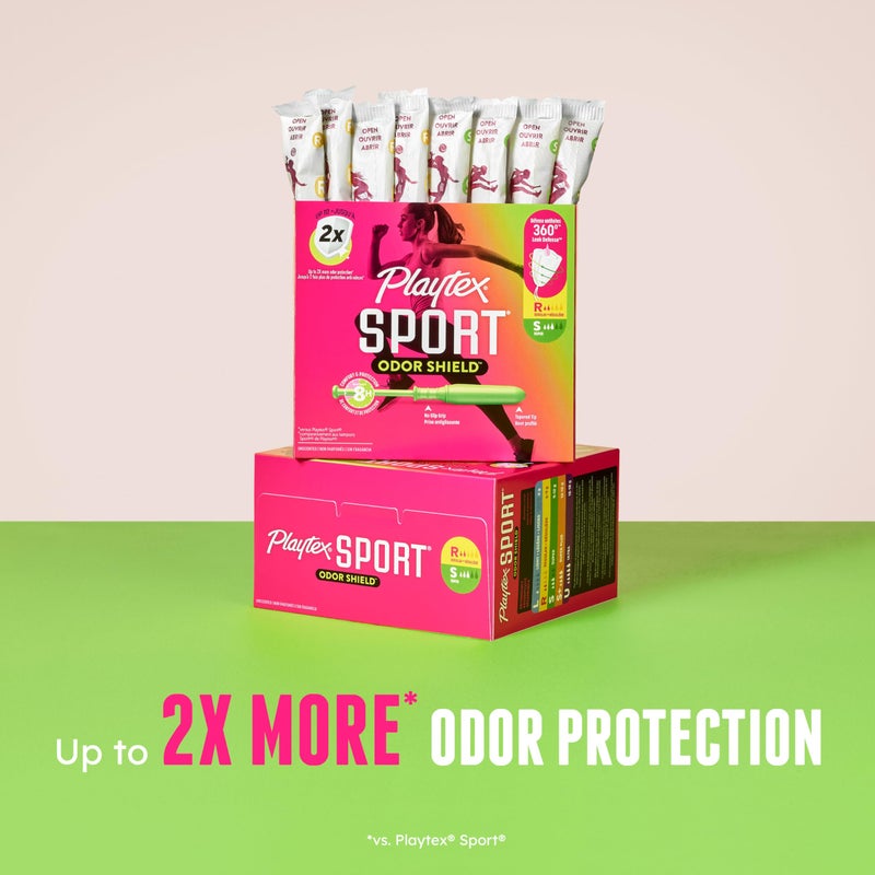 Playtex Sport Odor Shield Tampons Multipack (16ct Regular/16ct Super), Unscented - 32ct | Tampons Regular and Super, Playtex Tampon Multipack, Feminine Care with 360 Leak Defense - Image 3