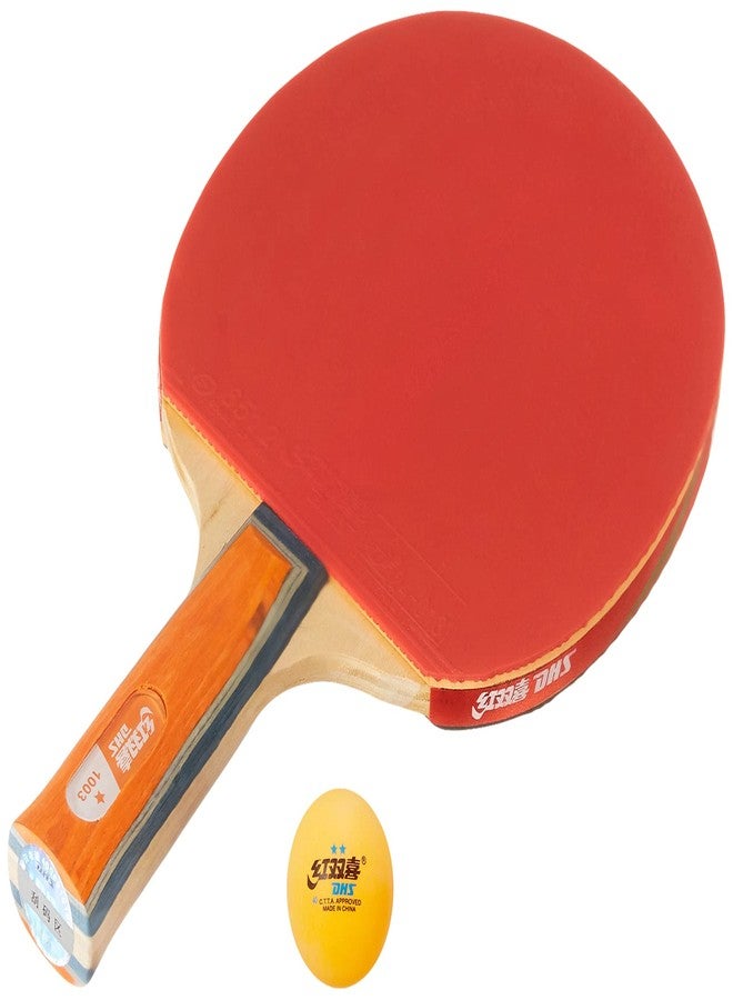 دي إتش أس مضرب تنس الطاولة A1003 DHS مع كرة تنس الطاولة DHS 40 مم نجمتين برتقالي (علبة من 40 قطعة) - Image 2