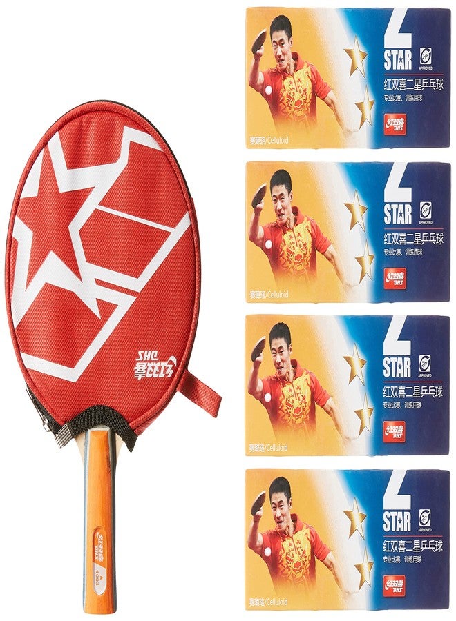 دي إتش أس مضرب تنس الطاولة A1003 DHS مع كرة تنس الطاولة DHS 40 مم نجمتين برتقالي (علبة من 40 قطعة) - Image 3