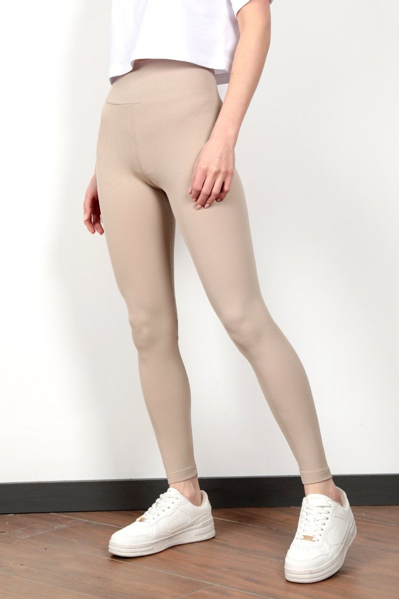 KUYING Recovery Stone Color Women's Camisole Ribbed Sports Yoga Leggings - 4102 - Image 2