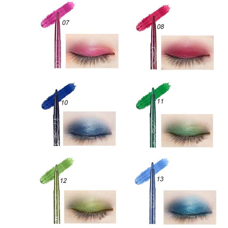 Outanaya 12pcs Color Automatic Eyeshadow Pen Rotating Makeup Crayon for Dazzling Eye Looks Smooth Texture Easy Application for All Skin Types - Image 2