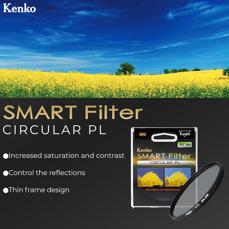 Kenko فلتر سمارت C-PL رفيع 62 مم لعدسة الكاميرا (صنع في الفلبين) - Image 2