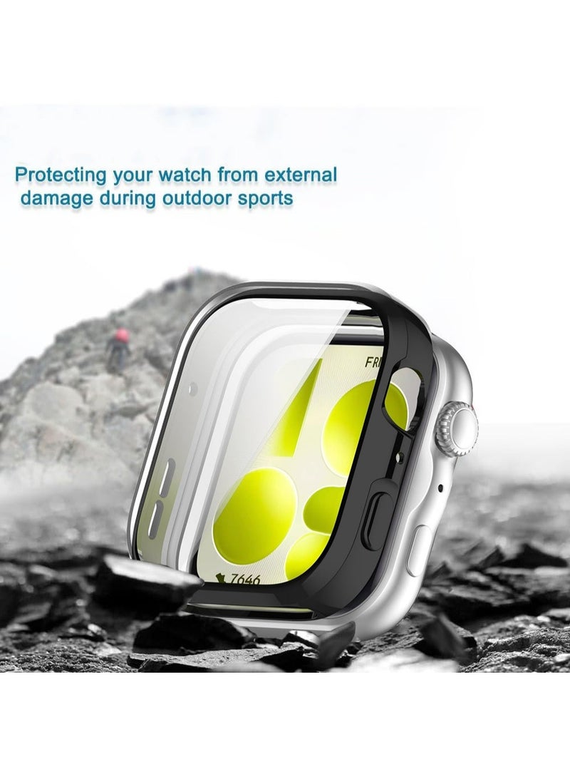 OLYSON 2 PCS Case for HUAWEI Watch Fit 5 Screen Protector, Soft TPU Case with Tempered Glass Screen Protector Bubble-Free Cover Slim HD Ultra-Thin Bumper, Black/Clear - Image 3