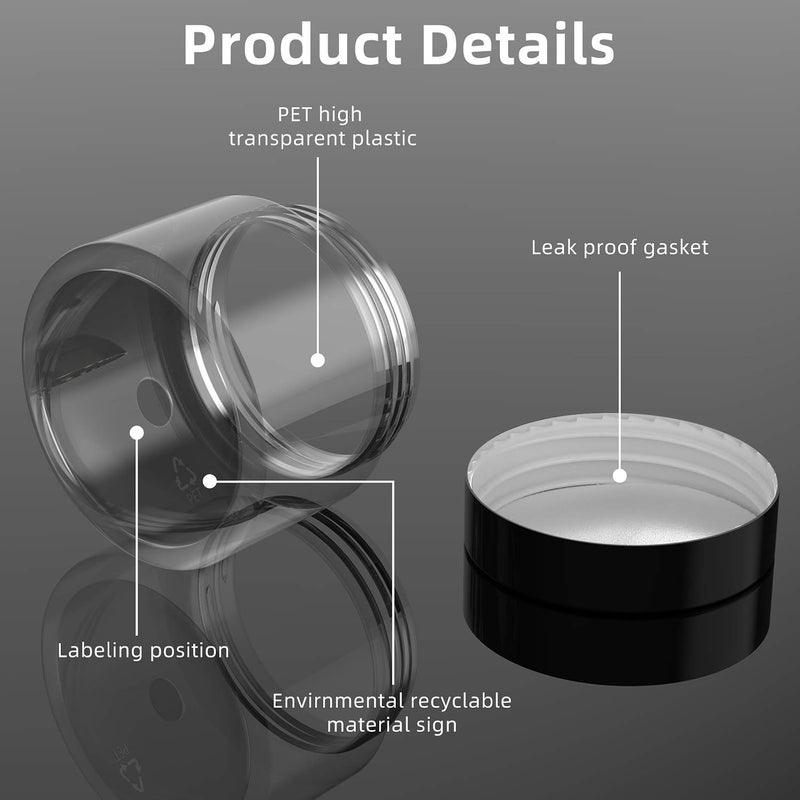 Patelai 4 Pieces Round Wide-mouth Leak Proof Plastic Container Jars with Lids for Travel Storage Makeup Beauty Products Face Creams Oils Salves Ointments DIY Making(2 Ounce,Black) - Image 5