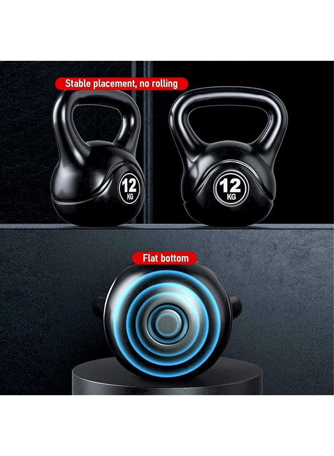 Sky Land Fitness Vinyl Kettlebell Dumbbell Black Strength Training Weights For Home Gym Full Body Exercises Kettlebell 12Kg - Image 5