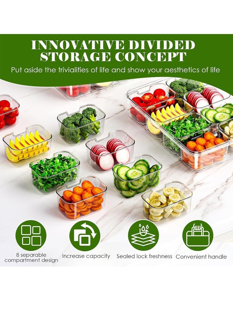 كيلا علبة وجبات خفيفة، صينية تقديم مقسمة مع غطاء ومقبض، علبة وجبات خفيفة مكونة من 8 أقسام، منظم وجبات خفيفة شفاف محمول لحفلات السفر والنزهات، لتخزين اللحوم الباردة والحلوى والمكسرات, علب بلاستيك بغطاء شفافمنظمات الثلاجة, علب بلاستيك - Image 2