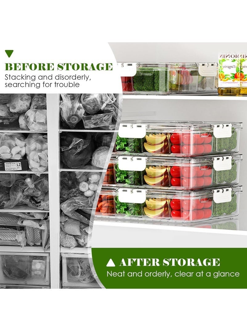 كيلا علبة وجبات خفيفة، صينية تقديم مقسمة مع غطاء ومقبض، علبة وجبات خفيفة مكونة من 8 أقسام، منظم وجبات خفيفة شفاف محمول لحفلات السفر والنزهات، لتخزين اللحوم الباردة والحلوى والمكسرات, علب بلاستيك بغطاء شفافمنظمات الثلاجة, علب بلاستيك - Image 5